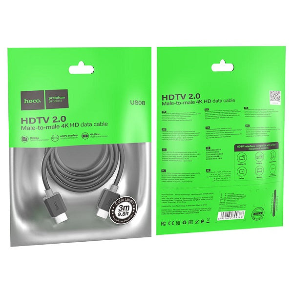 HOCO US08 HDTV 2.0 MALE-TO-MALE 4K HD CABLE