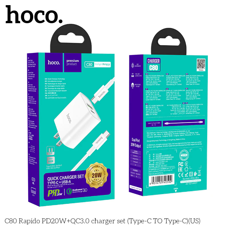 C80 Type-C 20W charger set