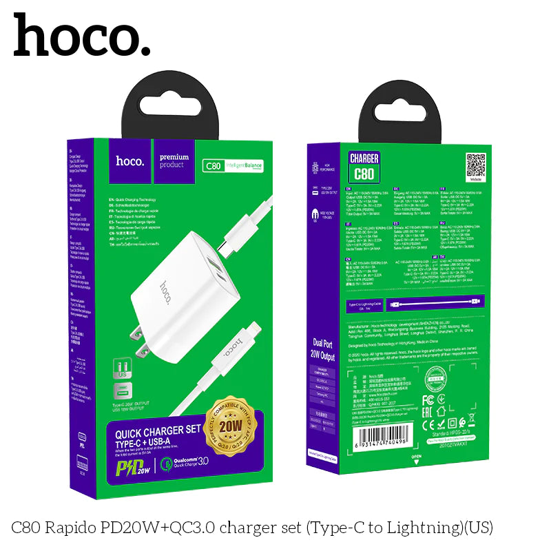 C80 Lightning 20W charger set